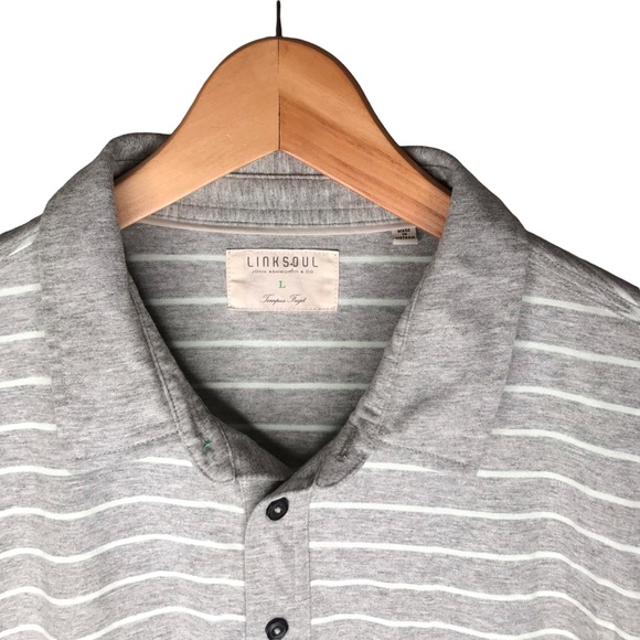 Linksoul Polo Shirt Cotton Performance Golf Shirt Brown Stripes Men’s Large - Picture 3 of 11